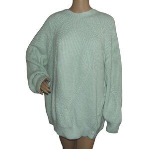 Liz Claiborne Sweater Womens Size 2X Sea Foam Green cable knit crew neck